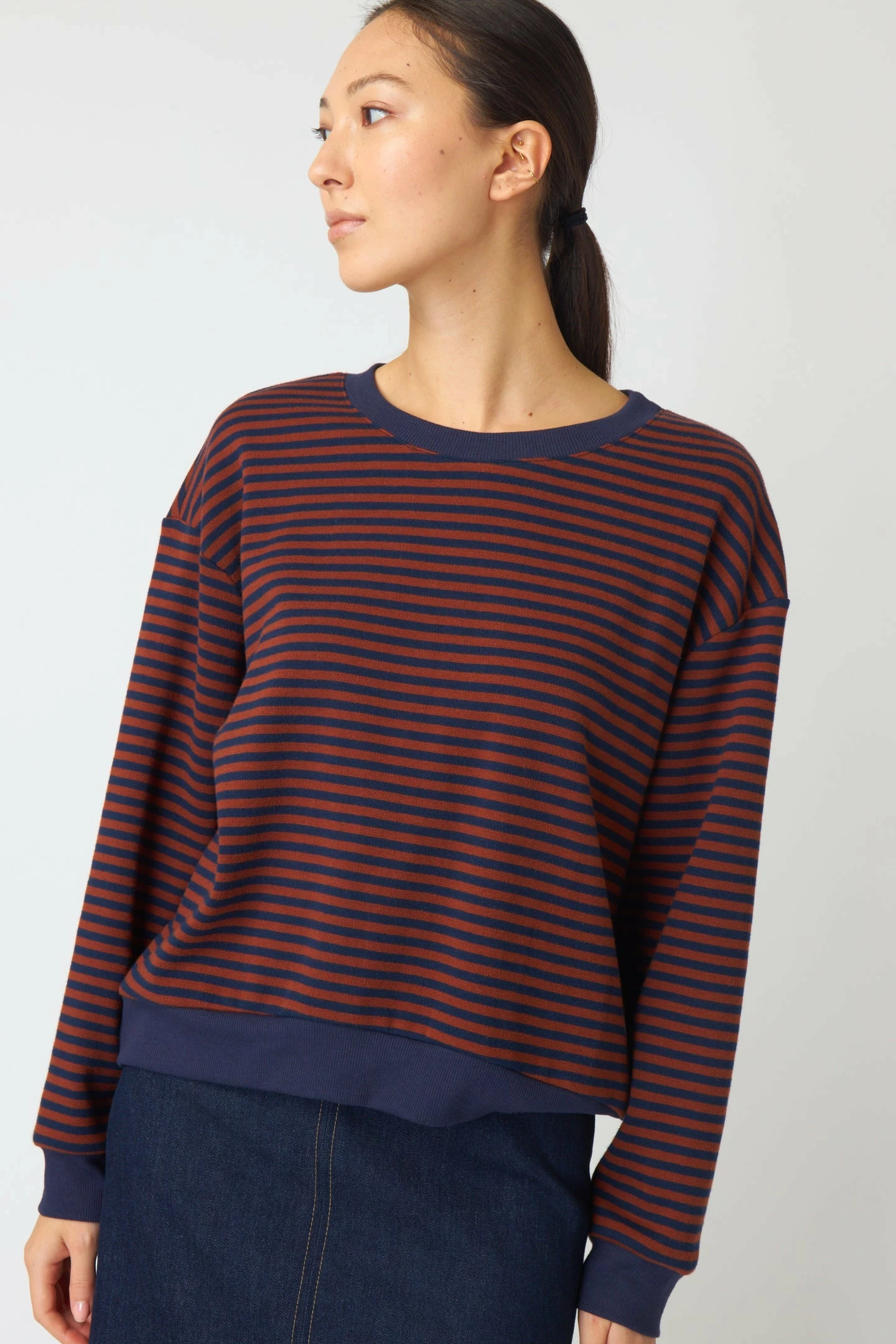 Kate Sylvester | Striped Sweatshirt - Tobacco - Image 3