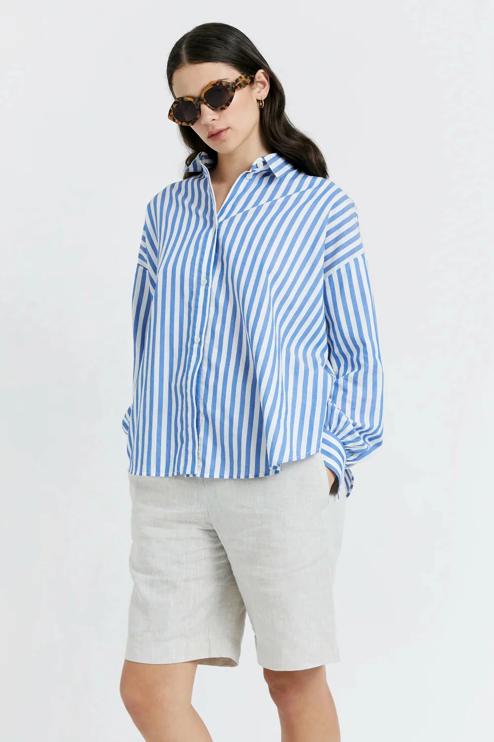 Karen Walker | Berisford Dress Shirt - Sky Stripe - Image 3