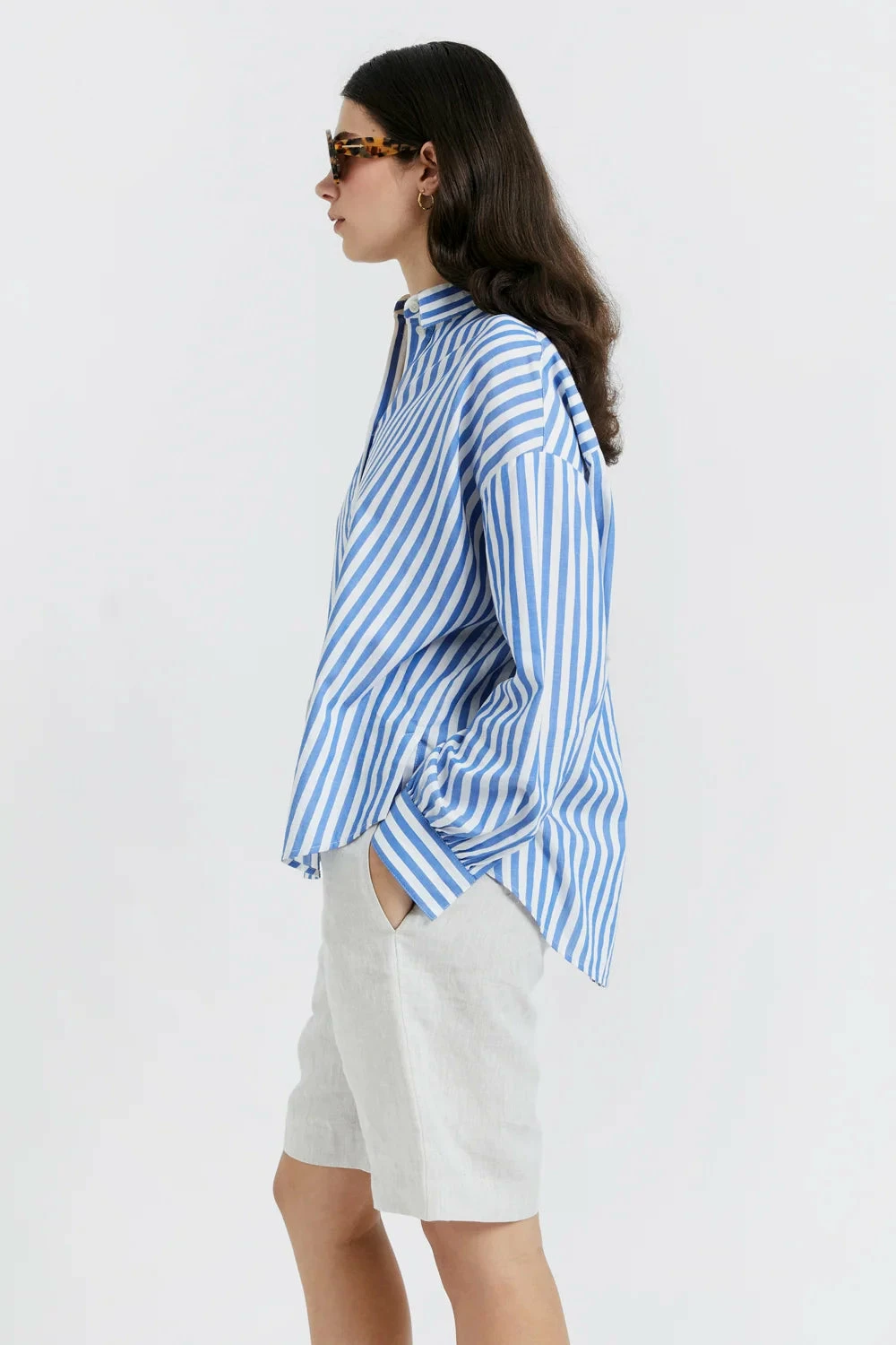 Karen Walker | Berisford Dress Shirt - Sky Stripe - Image 2