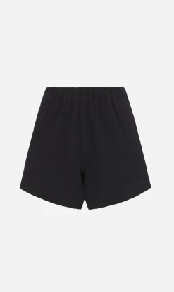 Bassike | Seersucker Pull On Mini Short - Black