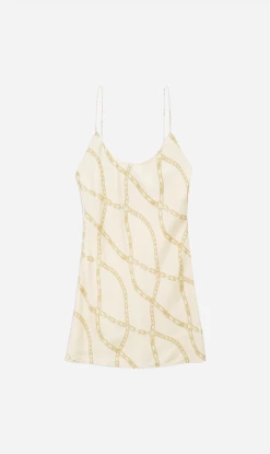 Anine Bing | Lisette Slip Dress - Cream And Tan Link Print