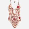 Zimmermann | Vitali Keyhole Crochet Swimsuit - Sepia Floral