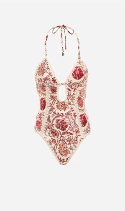 Zimmermann | Vitali Keyhole Crochet Swimsuit - Sepia Floral