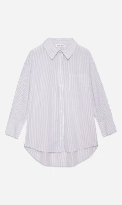 Anine Bing | Mika Shirt - White / Lavender Stripe