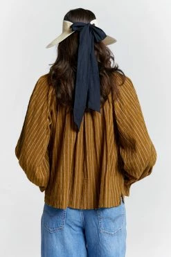 Karen Walker | Ornamental Blouse - Stripe Khaki 6 Karen Walker | Ornamental Blouse - Stripe Khaki -ZIMMERMANN Sales Store ornamental organic cotton blouse khaki stripe 10172 03 0358010001669846508