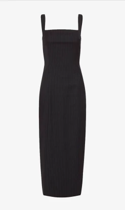 ST AGNI St. Agni | Pinstripe Midi Dress - Black