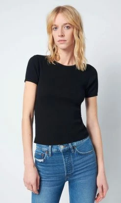 RE/DONE | 90's Ribbed Cap Sleeve Tee - Black