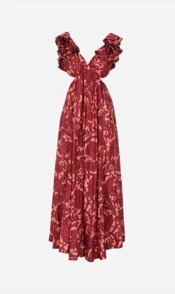 Zimmermann | Tiggy Frill Shoulder Dress - Pink/ Peach Paisley