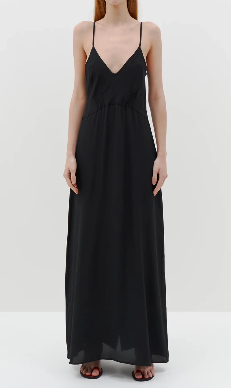 Bassike | Silk Longerline Slip Dress - Black