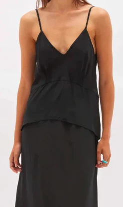 Bassike | Silk Tuck Detail Camisole - Black