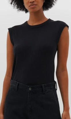 Bassike | Slim Superfine Rib Muscle Tank - Black