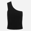 Bassike | Slim Rib One Shoulder Tank - Black
