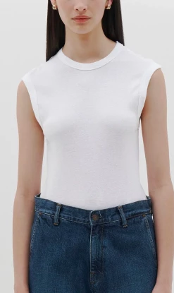 Bassike | Slim Superfine Rib Muscle Tank - White