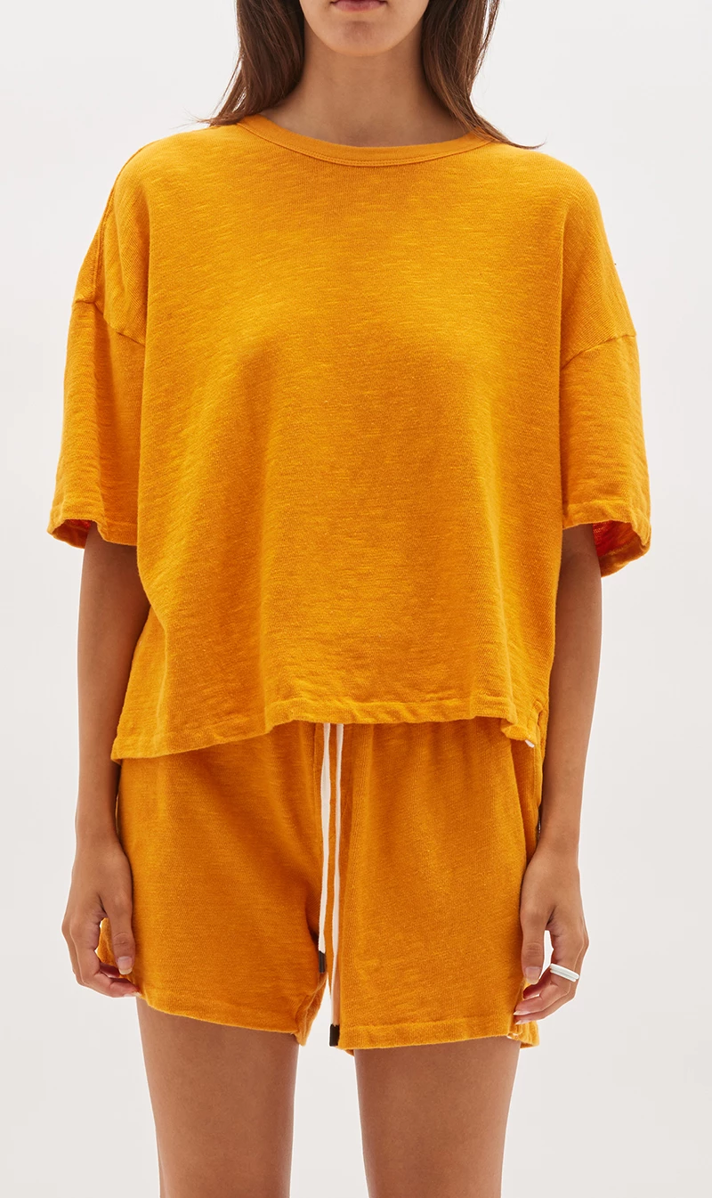 Bassike | Slouch Rib Htg T.shirt - Tangerine