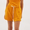 Bassike | Slub Rib Athletic Beach Short - Tangerine