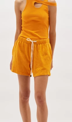 Bassike | Slub Rib Athletic Beach Short - Tangerine