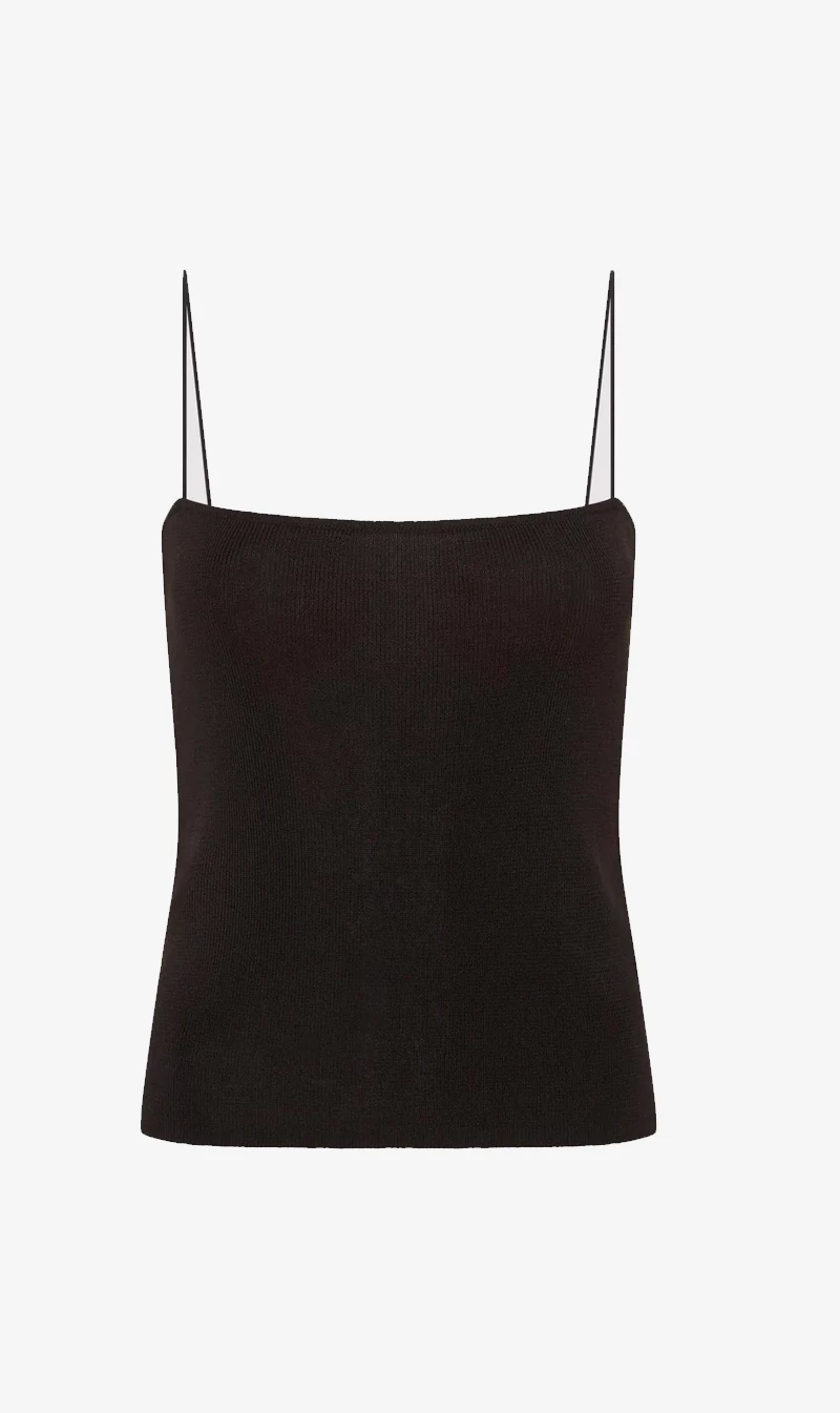 ST AGNI St. Agni | Fine Strap Knit Top - Black