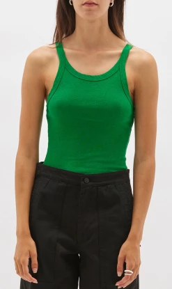 Bassike | Everyday Superfine Rib Tank - Emerald Marl