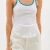 Bassike | Fitted Scoop Tank - White/Teal