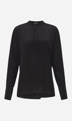 Bassike | Silk Tuck Detail Shirt - Black