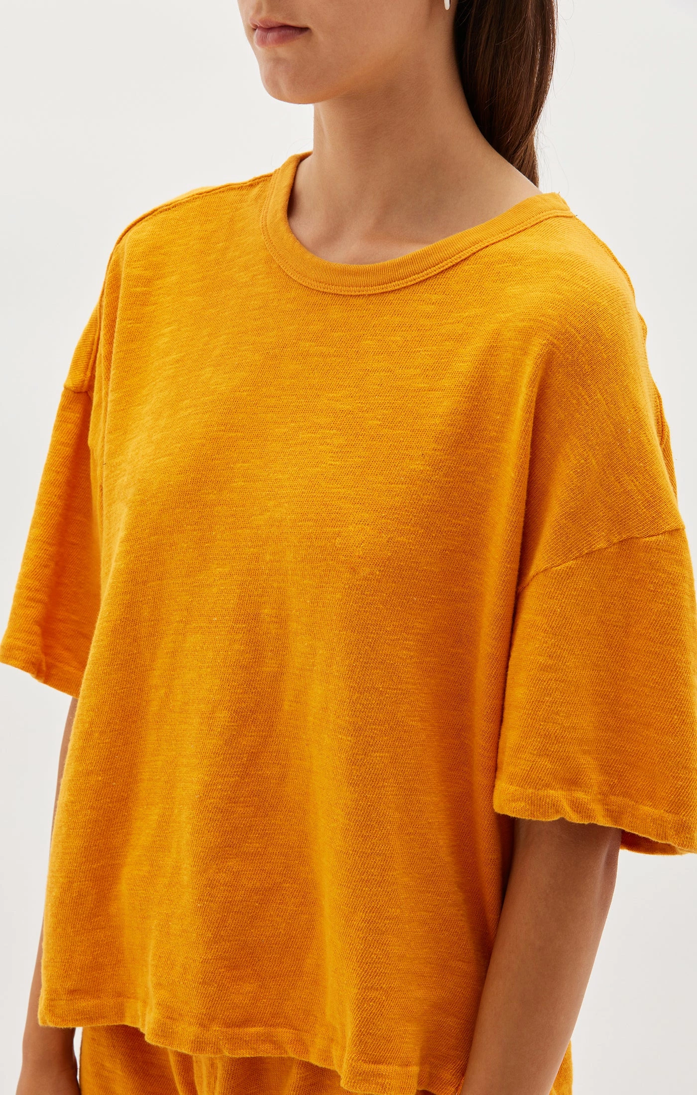 Bassike | Slouch Rib Htg T.shirt - Tangerine - Image 2