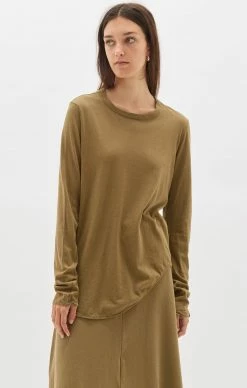 Bassike | Regular Scoop Hem Long Sleeve T.Shirt - Olive -ZIMMERMANN Sales Store unnamed 33