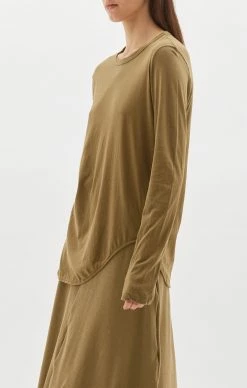 Bassike | Regular Scoop Hem Long Sleeve T.Shirt - Olive -ZIMMERMANN Sales Store unnamed 35