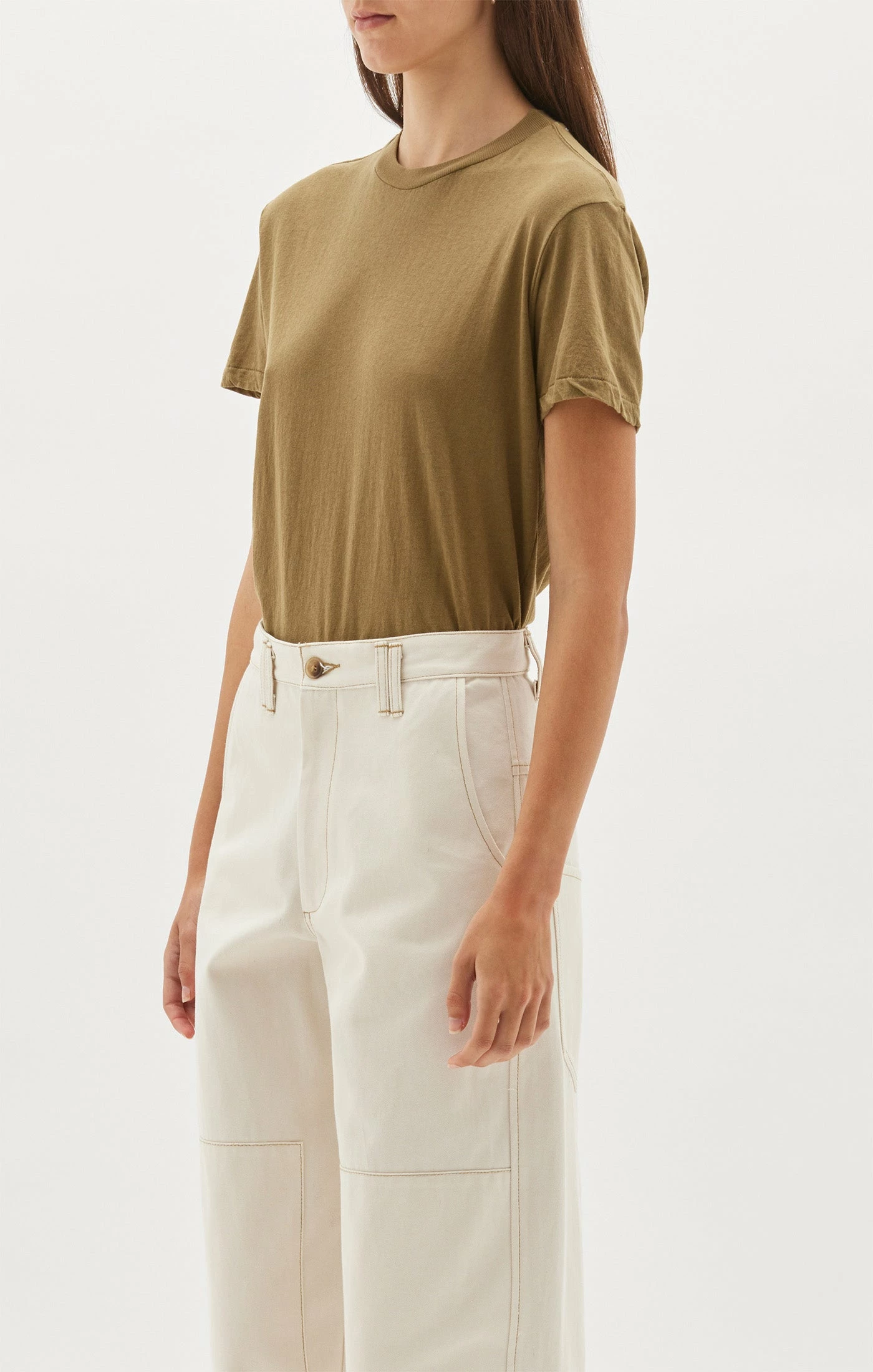 Bassike | Regular Classic Short Sleeve T.Shirt - Olive - Image 3