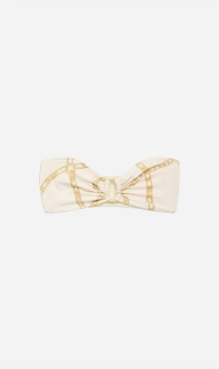 Anine Bing | Viv Bikini Top - Cream And Tan Link Print