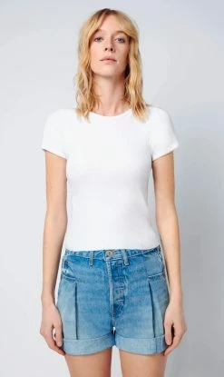 RE/DONE | 90's Ribbed Cap Sleeve Tee - White